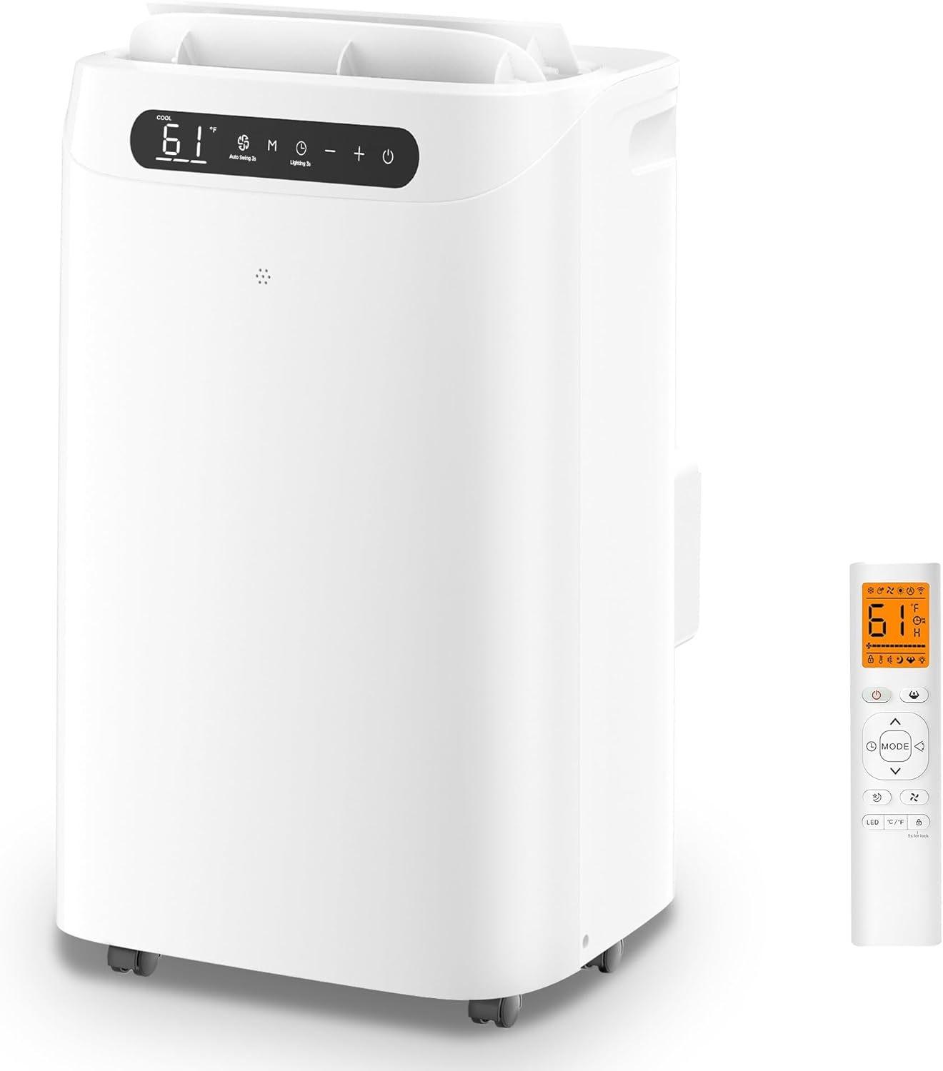 14000 BTU Portable Air Conditioners with Heater,Cools Up to 700 Sq.Ft, Quiet Portable AC Unit with Remote Control & Installation Kits for Large Rooms,White