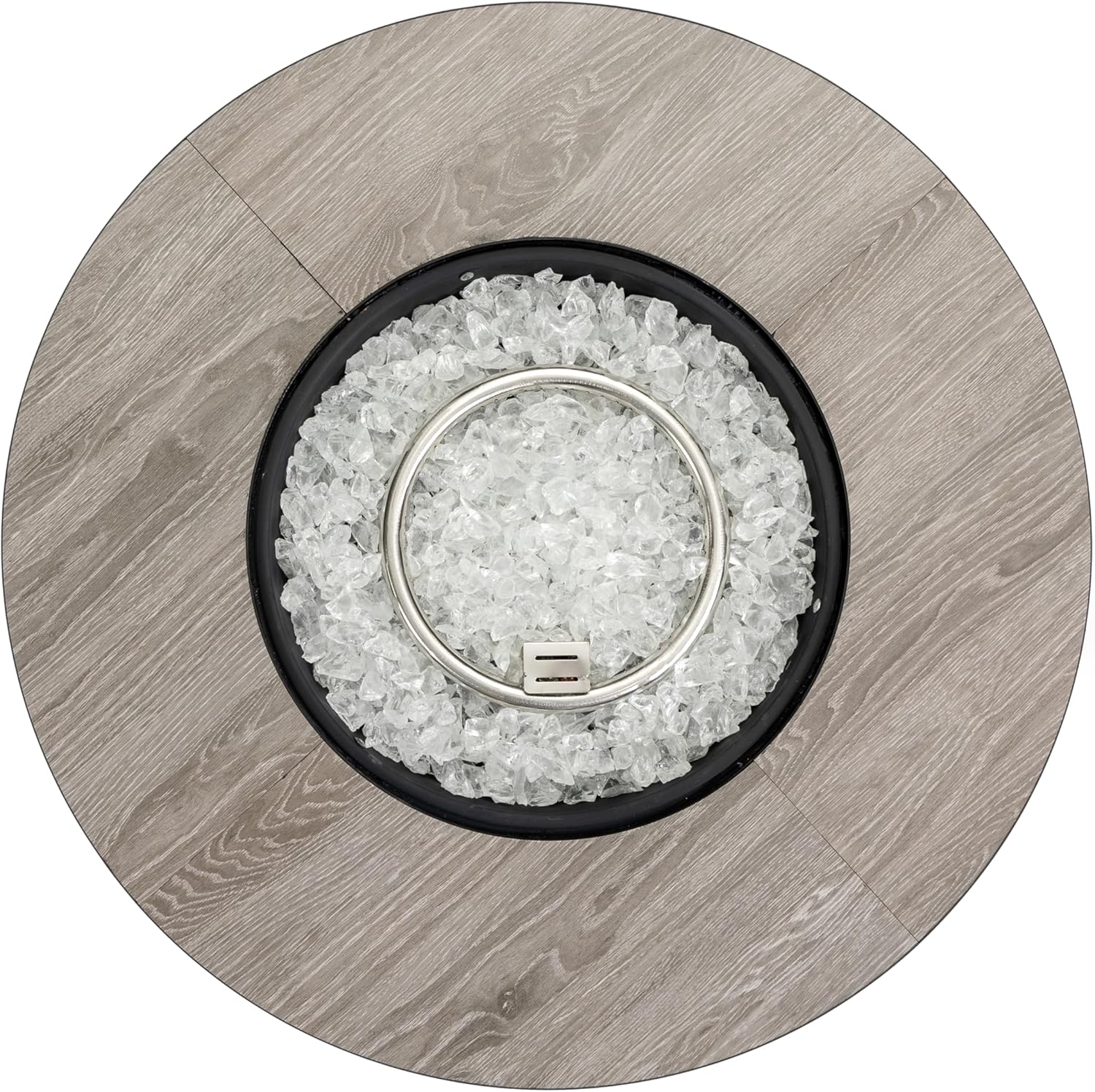 30 Inches Propane Fire Pit Table, 50,000 Btu Round Steel Outdoor Fire Pit with Wood Grain Ceramic Tabletop – Patio, Deck, Backyard (Black Brown)