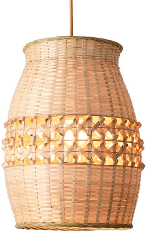 RCIDOS Creative Basket Braided Chandeliers Fixtures Natural Pastoral Bamboo Art Light Coastal Handmade Weave Pendant Shade Southeast Asian Hollow Hanging Lamp for Hotel Fast Food Kitchen Island Clubs
