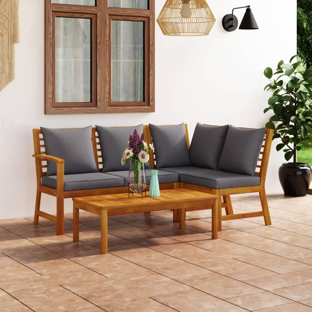4 Piece Patio Lounge Set with Cushion Solid Acacia Wood,Modern Acacia Wood Patio Lounge Set with Comfortable Cushions for Outdoor Use Patio Furniture, Outdoor Furniture Sets