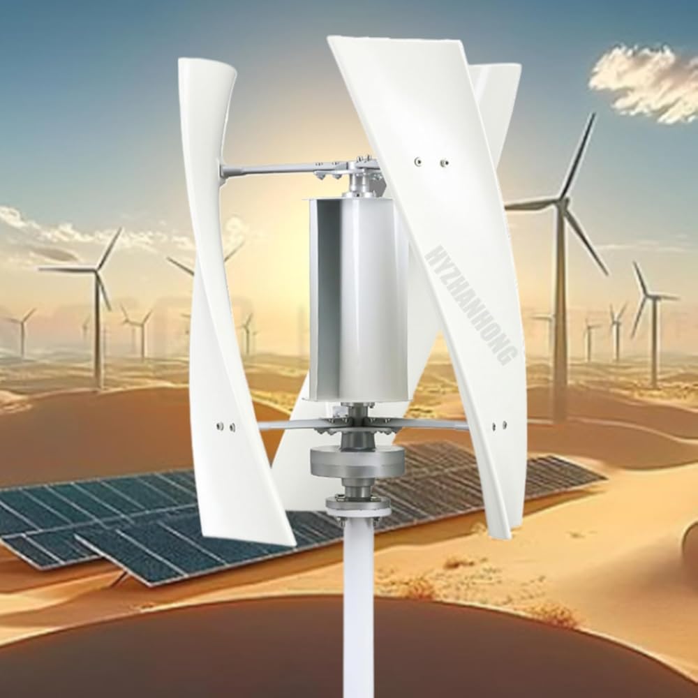 Wind Turbine Generator Kit with Charge Controller, 2000W 3 Blade 12V -220V Portable Vertical Wind Power Turbine Generator Kit for Home, Boats, Street Lighting
