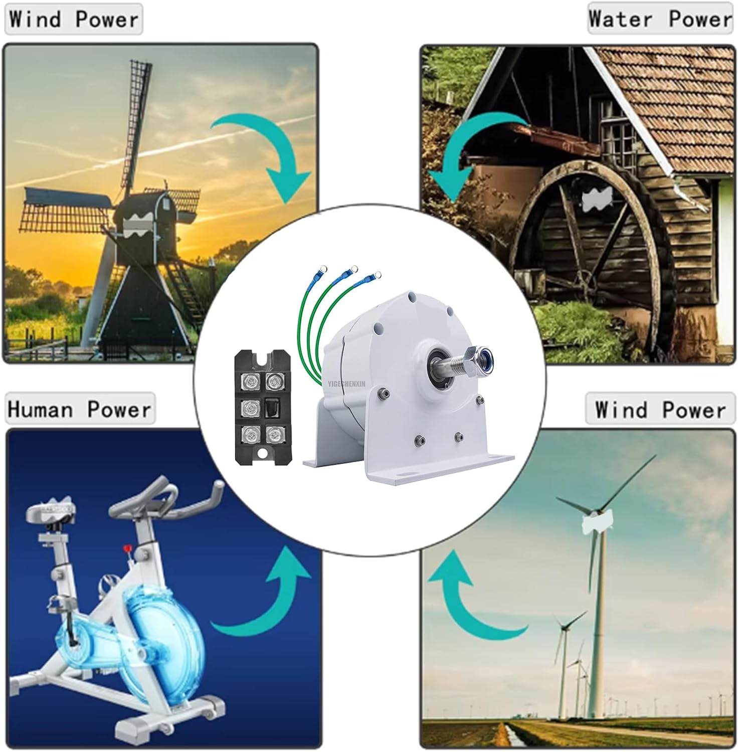 6000W Gearless Permanent Magnet Generator 450 RPM Low Speed 12V 24V 48V 220V Three-Phase Alternator Suitable for Hydro and Wind Turbines(with Base)