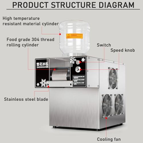 Korean Kakigori Machine ES - Versatile Snowflake Ice Shaver, Speed Adjustable Shaved Ice Maker, 60KG Capacity for Bingsu, Creamy Desserts & Smoothies