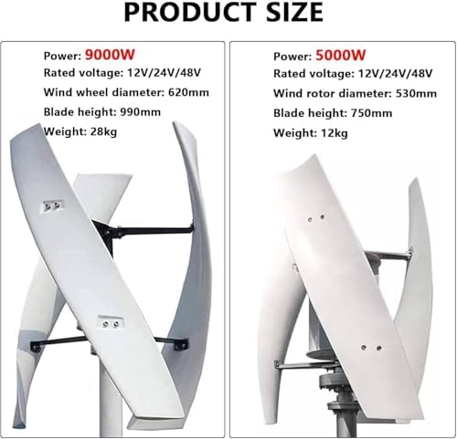 48V 9000W Vertical Wind Turbine Generator Kit for Home & Business - Efficient Renewable Energy System with Controller for Sustainable Power Supply