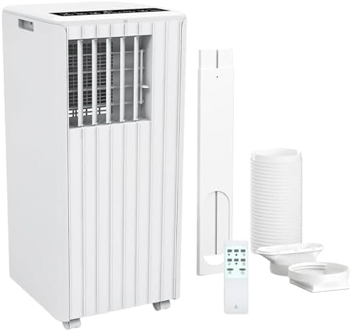 【𝗡𝗲𝘄 𝗨𝗽𝗴𝗿𝗮𝗱𝗲】 8000 BTU Portable Air Conditioner - 3 in-1 AC Unit, Dehumidifier & Fan with Sleep Mode, 24-Hr Timer & Eco Mode for 350 Sq.Ft Rooms, Includes Remote & Washable Filter