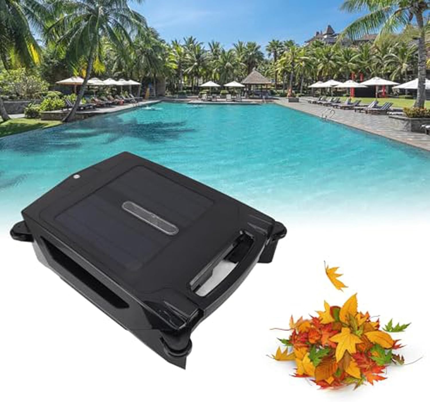 Robotic Pool Cleaner, Solar Pool Skimmer, Robotic Pool Surface Cleaner, Solar and Rechargeable Battery, for All Pools