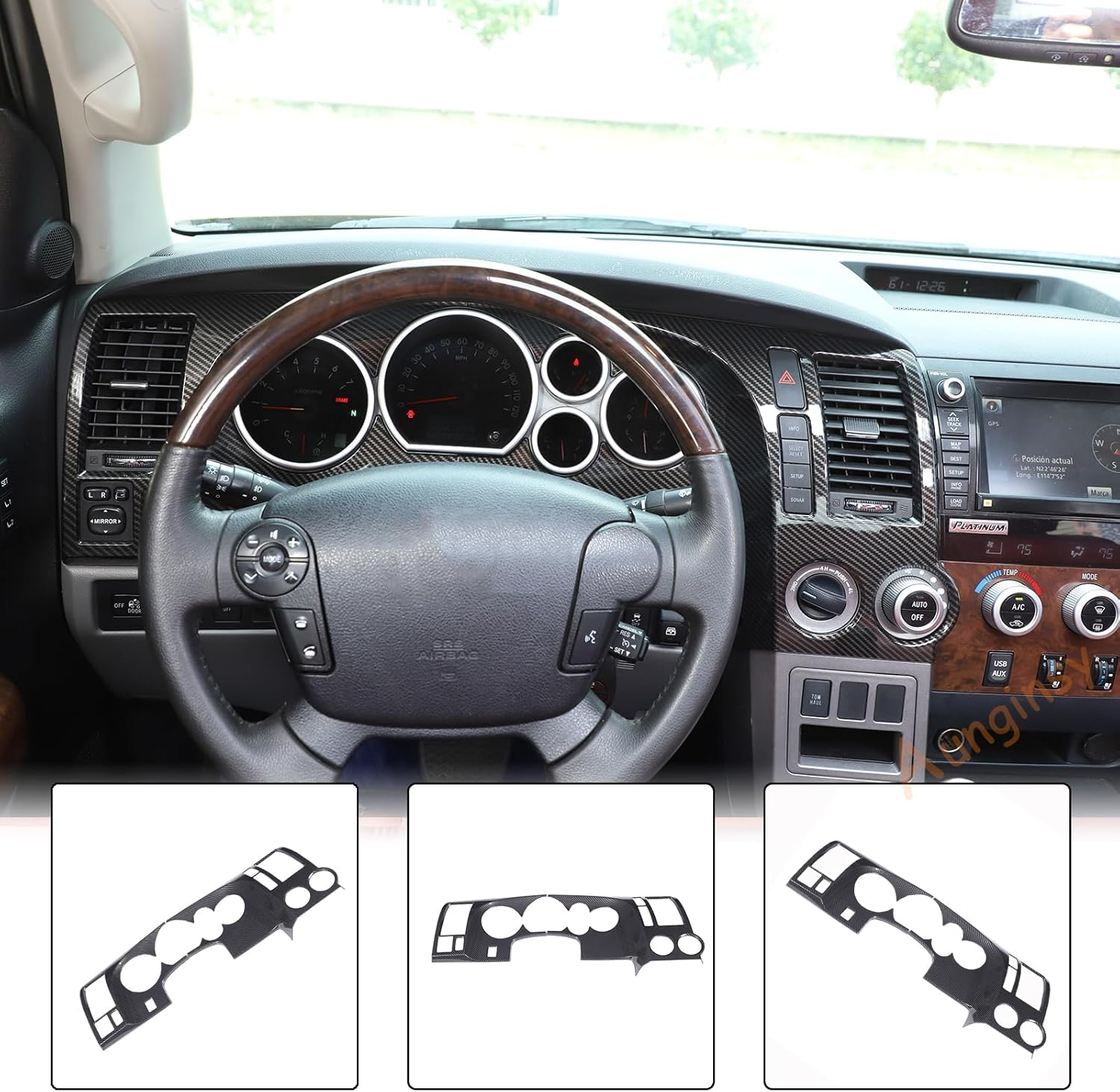 Aunginsy Car Center Console Dashboard Panel Frame Cover Trim Fit Toyot@a Tundra 2007-2013 Central Control Dashboard Panel Molding Instrument Protection Frame Decorative Cover ABS Interior Accessories