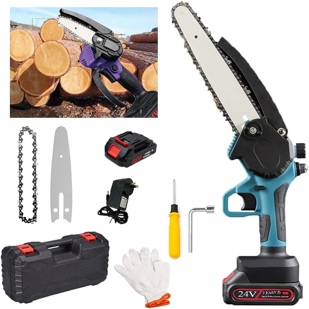 Mini Chainsaw,8 Inch Cordless Battery Powered Chain Saw,Handheld Chainsaw,Mini Saw Cordless,Lightweight Handheld Chainsaw, Handheld Small Chainsaw for Wood Cutting Tree Trimming