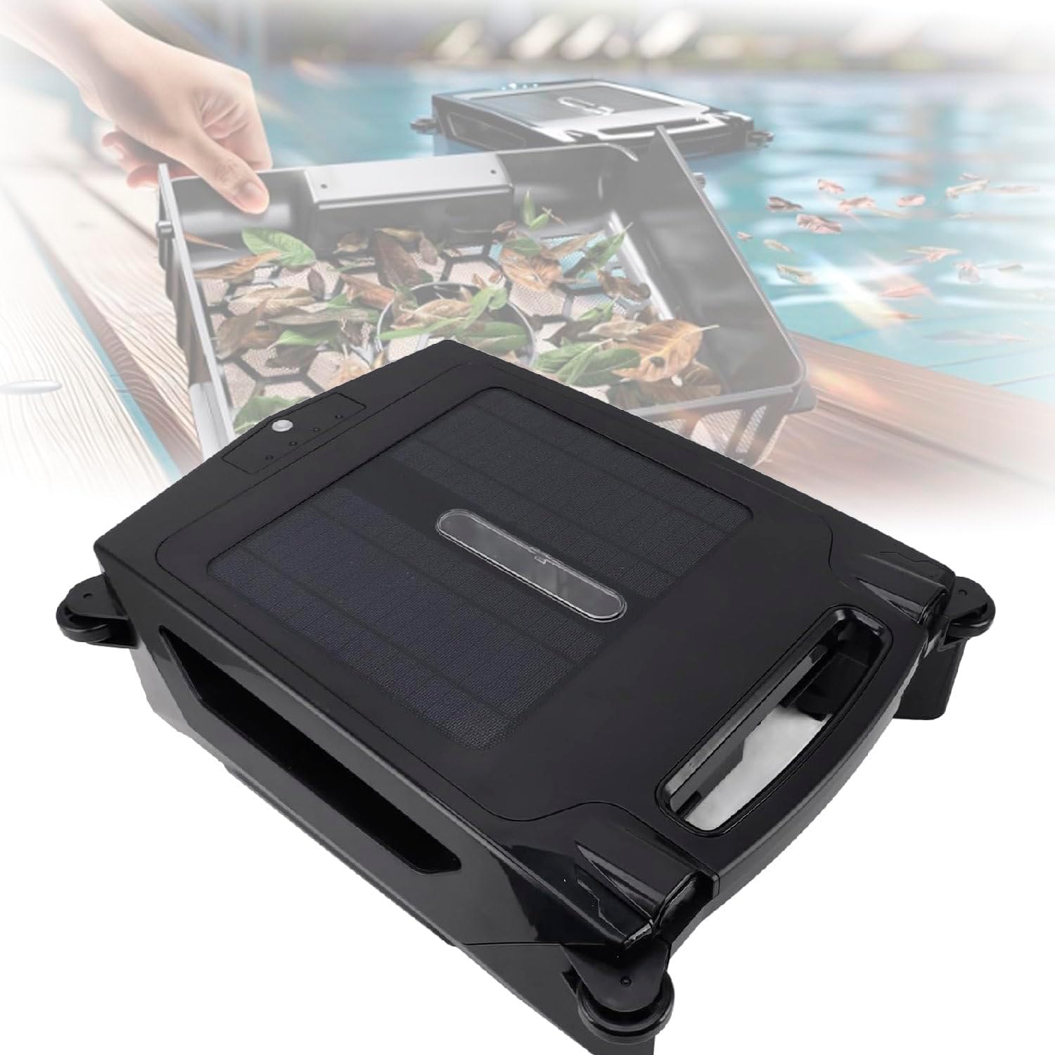 Solar Powered Automatic Robotic Pool Skimmer Cleaner, 2 Speed Modes, Smart Obstacle Avoidance, for All Pools Smart Obstacle Avoidance
