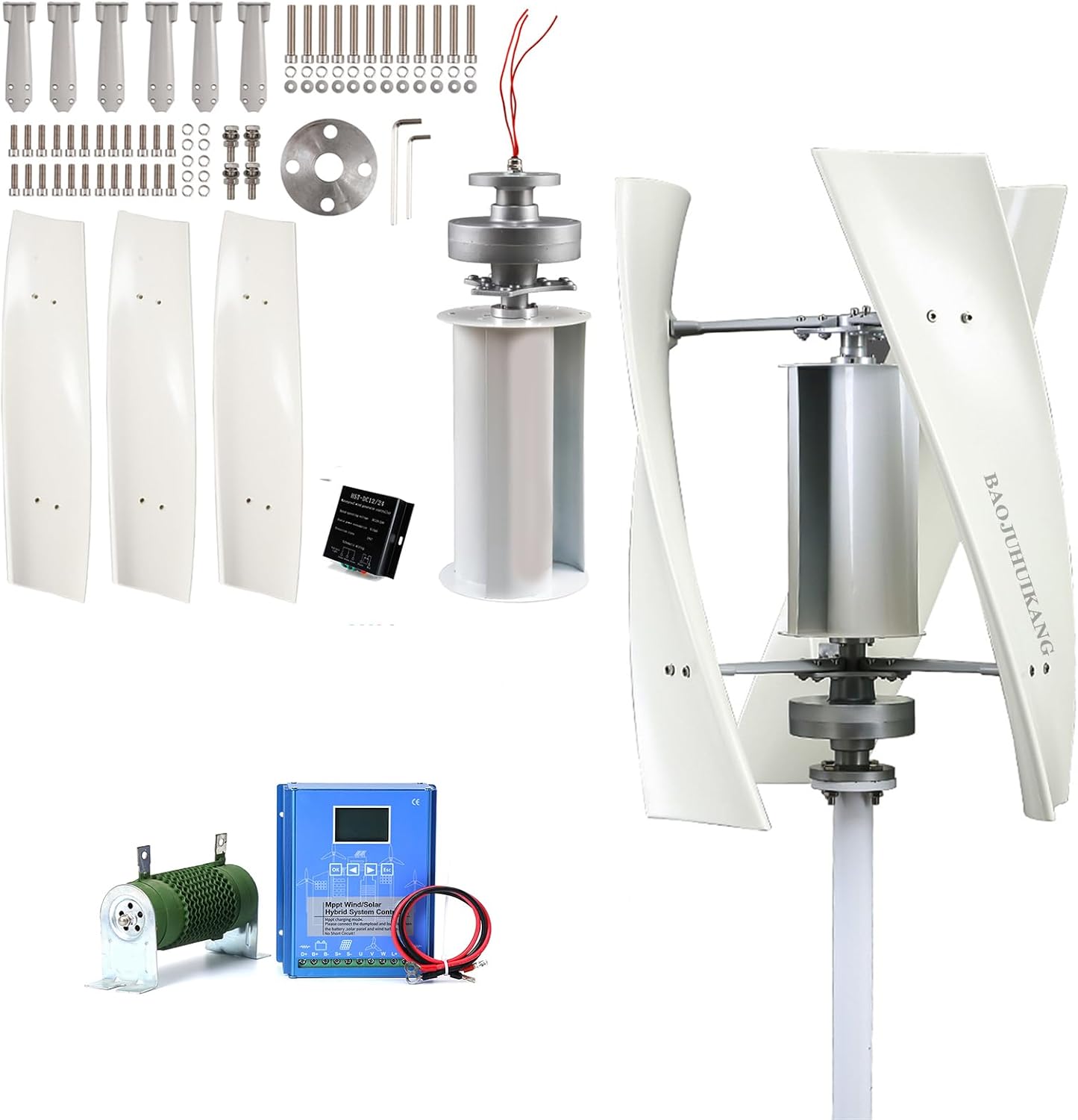 10000W No Noise Portable Wind Turbinecomplete Household Energy Storage System, 12V-220V Windmill Energy Turbines Home Appliance with Inverter