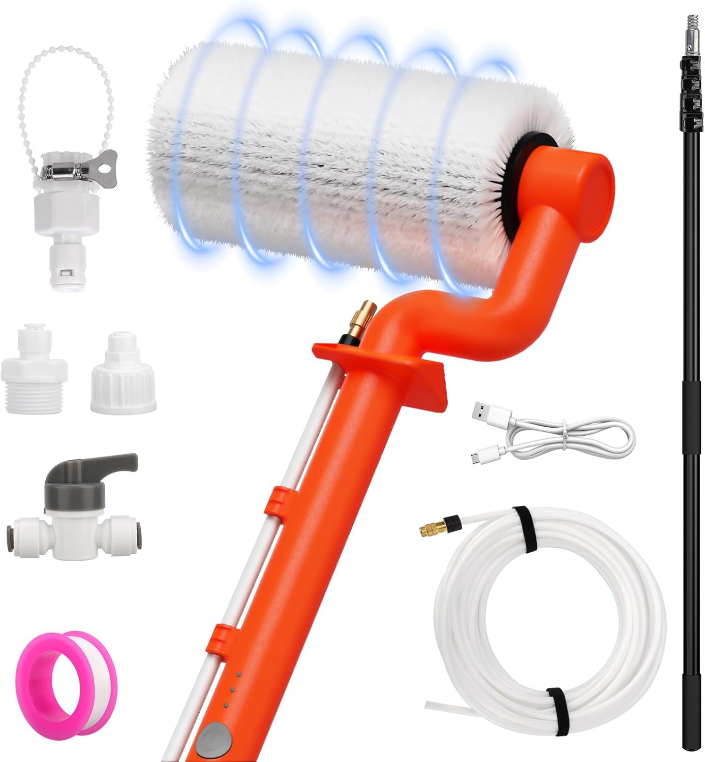 Electric Solar Panel Cleaning Brush: 20FT Adjustable Water Fed Pole Solar Panel Cleaning Kit with 23FT Water Pipe - Versatile Photovoltaic Brush for Solar Panels, Windows, Roofs