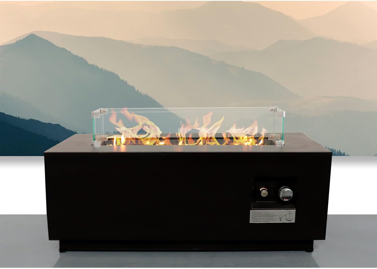 Living Source International LSI 16'' H x 42'' W Steel Outdoor Fire Pit Table with Lid