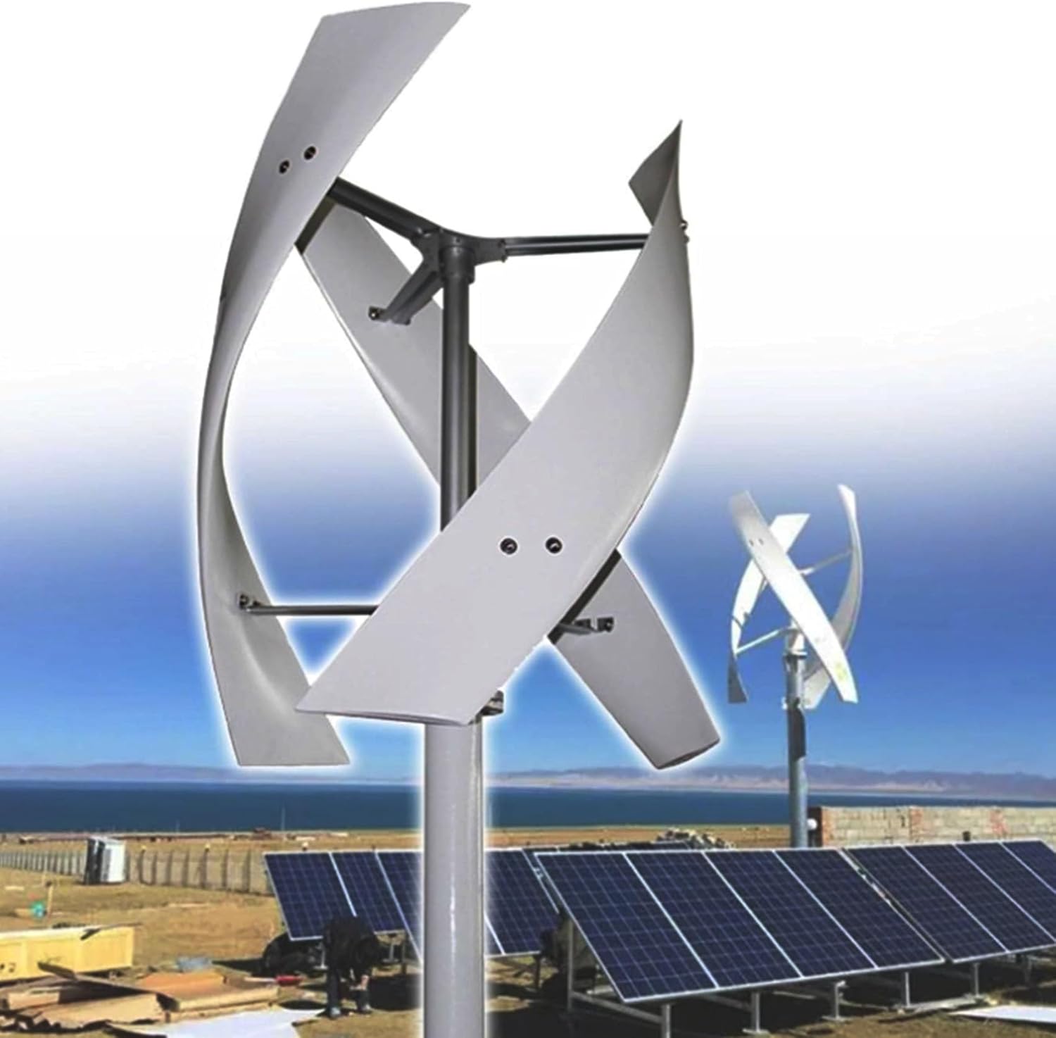 220v, 12000W Noiseless Vertical Axis Wind Turbine Generator with MPPT Controller, 220V 12V 24V 48V Magnetic Levitation Turbine for Home Street Lighting (White)