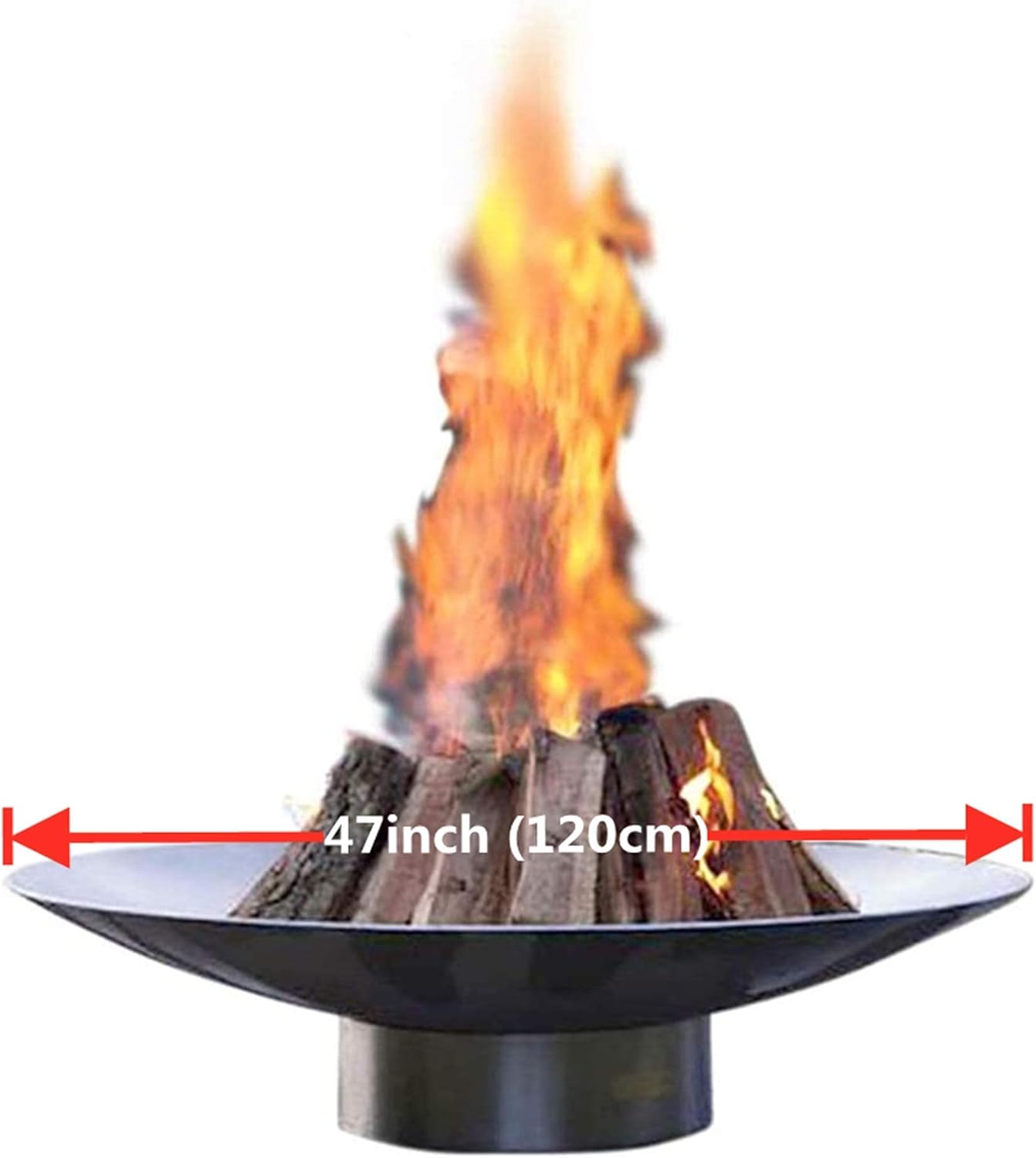 Large Cast Iron Garden Fire Pit Basket for Party,Oversize Round Fire Pit,Outdoor Heater Firebowl Wood Burning,Heavy Duty Metal Fireplace for Charcoal Burning