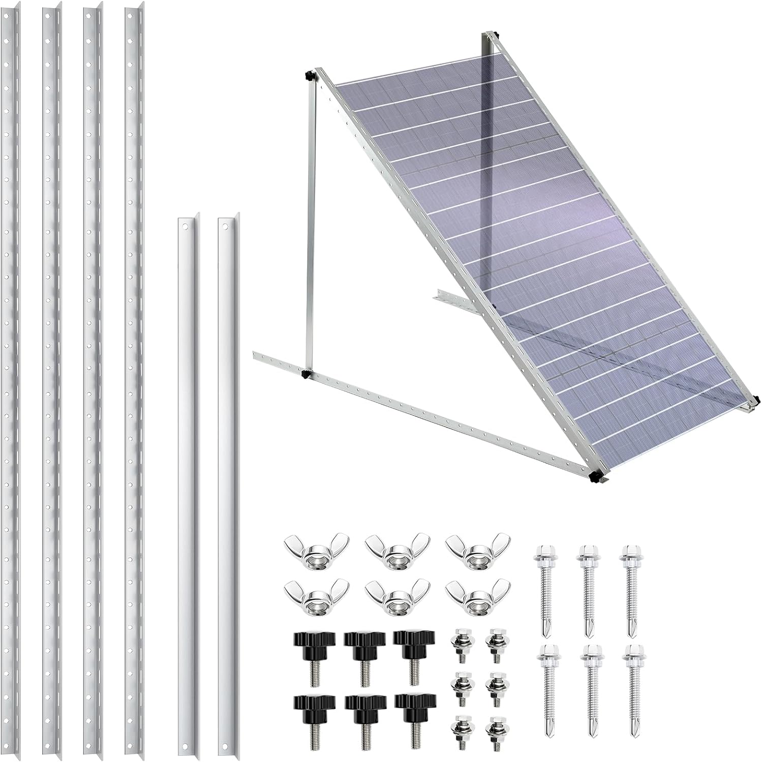 Moxweyeni 58 Inch Adjustable Solar Panel Mount Brackets with Foldable Tilt Legs, Rack Stand Mounting Support for 180-400w Solar Panels on Ground, Roof, RV, Boat, Off-Grid