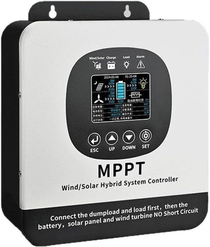 CAJUCA MPPT Wind/Solar Hybrid System Controller- W/LCD Display Off-Grid Pure Sine Wave Inverter for Wind Solar Complementary Energy