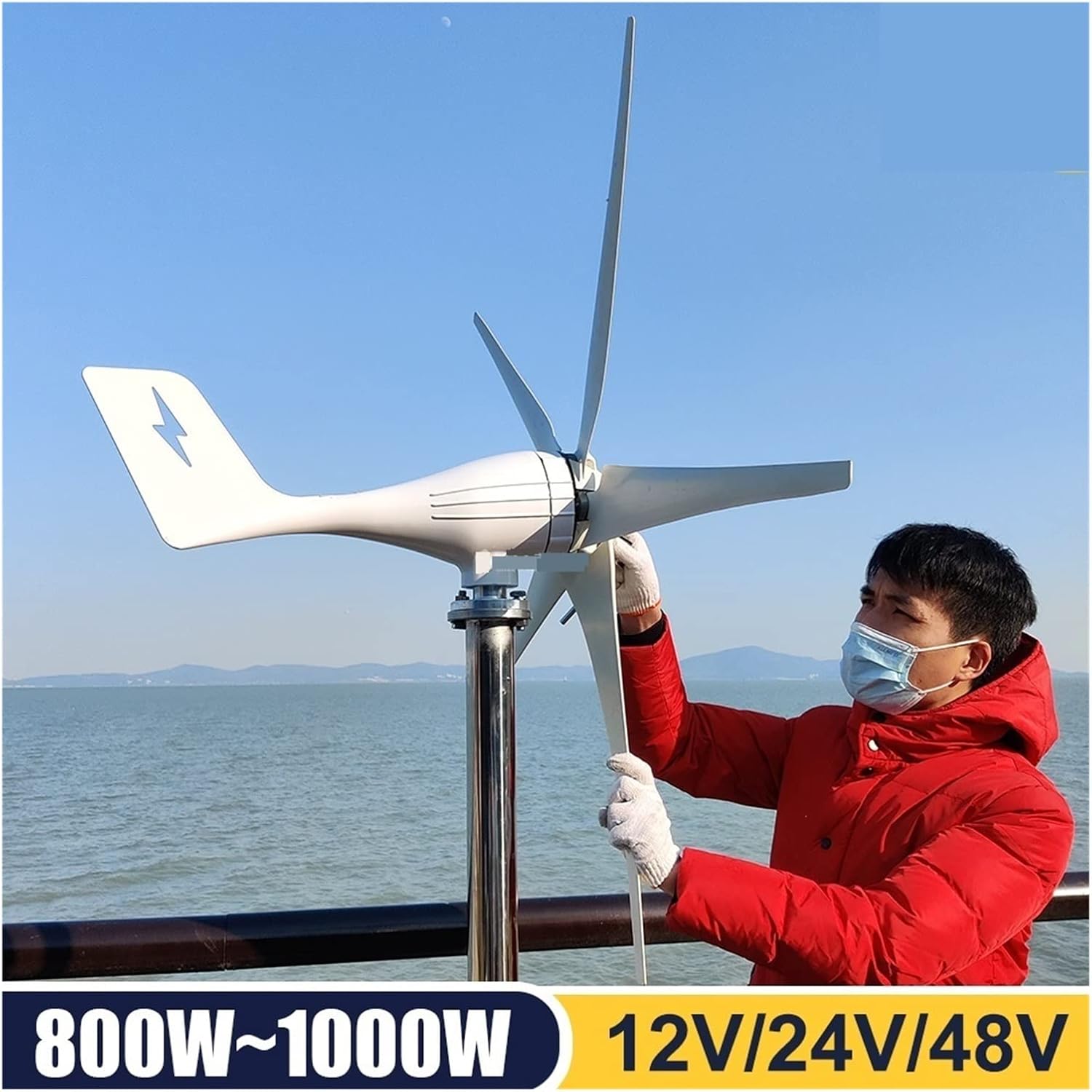 Wind Turbine Generator Kit, 1000W Wind Turbine Generator 12V 24V 48V Windmill Alternative Energy Generator Free Energy Windmill With MPPT Controller for Hybrid Solar Wind System(Wind controller,48V)