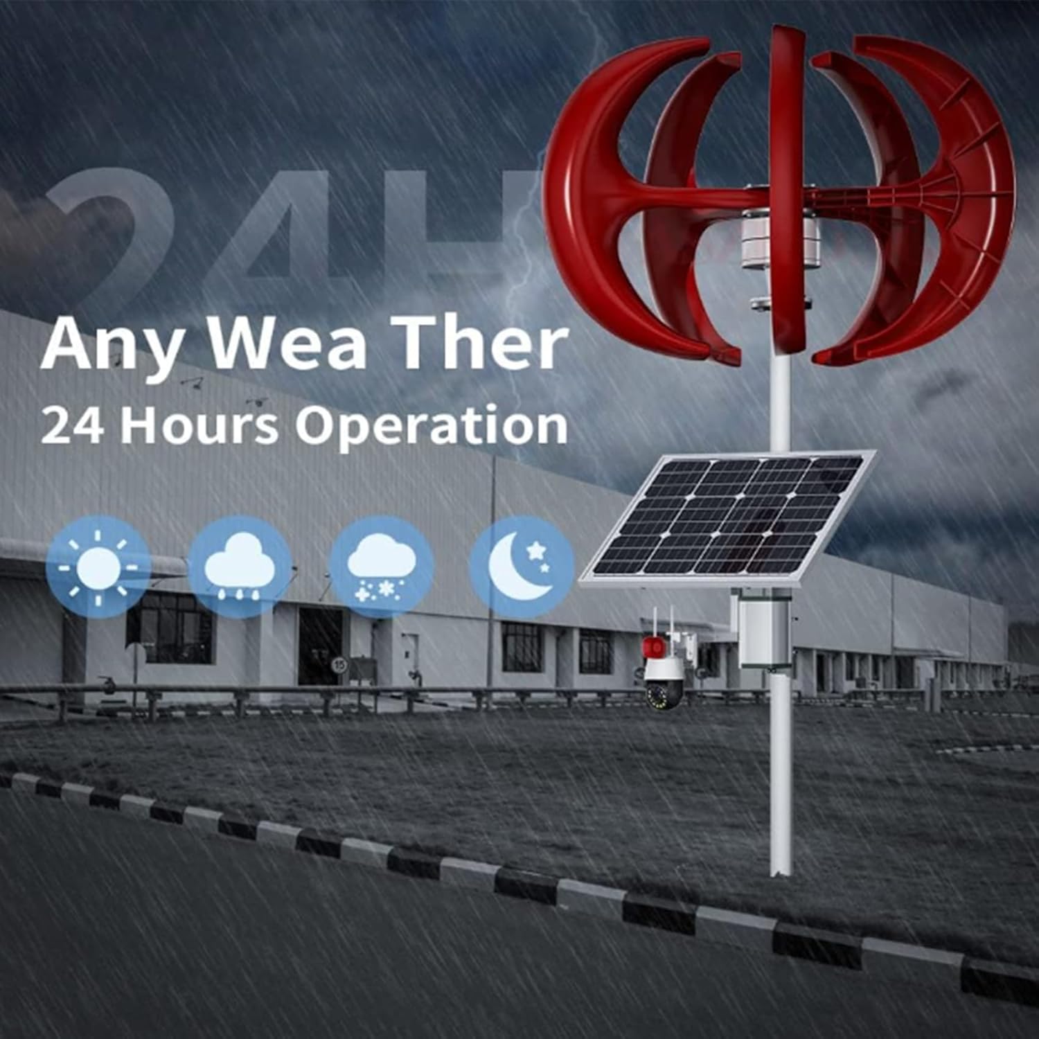 24V,BAOJUHUIKANG 12V 24V 48V 4000W Vertical Wind Turbine Wind Turbine Generator,5-Blade Wind Power Generator with MPPT Controller for Home Camping (Noiseless)