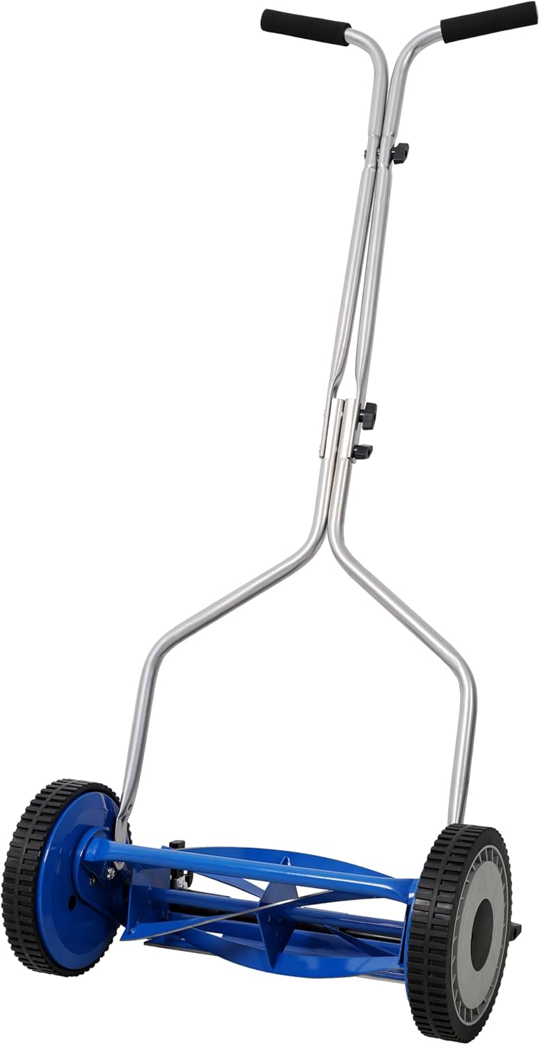 Push Reel Lawn Mower 14 inch, 5 Blades Manual Push Mower No Motor and 8.5