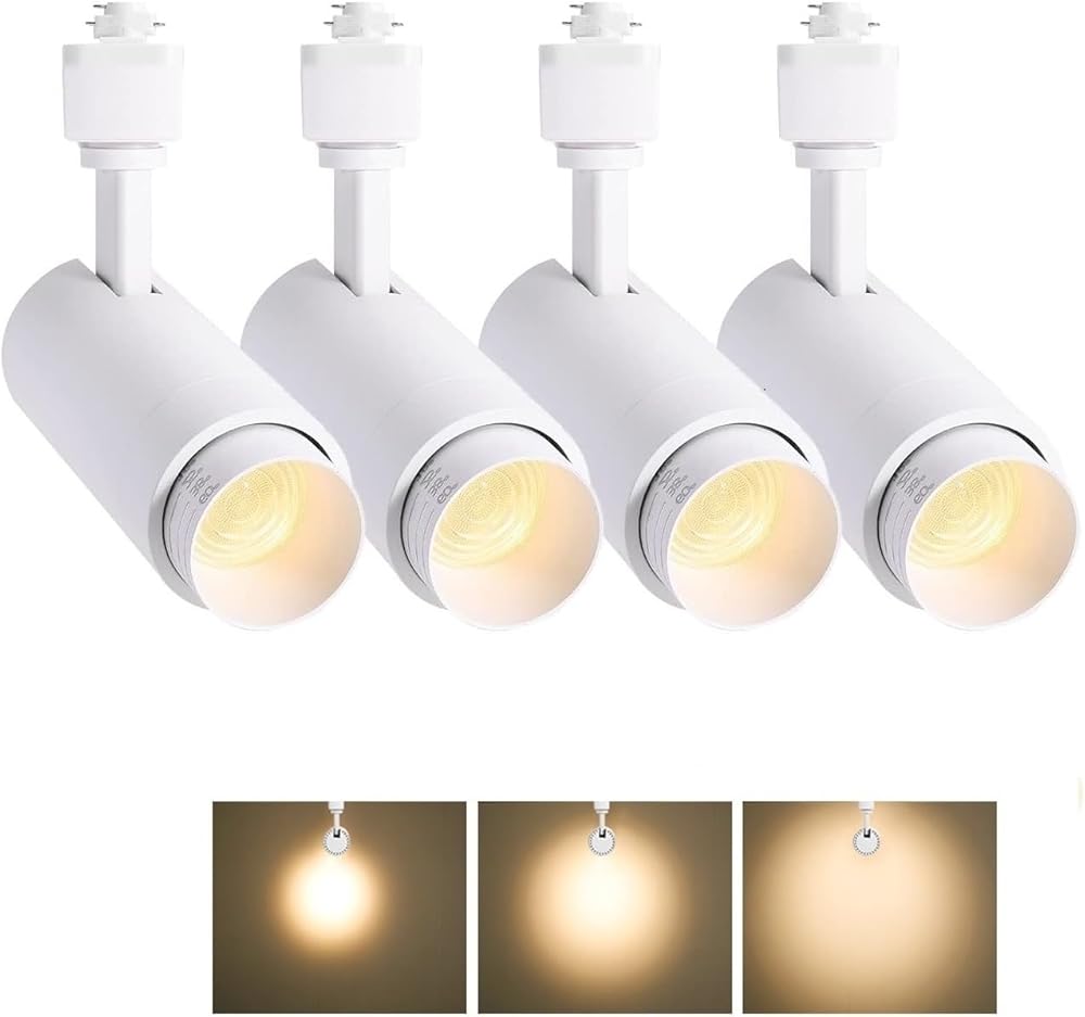 12W Zoomable Track Lighting Heads,H Type Track Light Heads for Accent Retail Artwork,Dimmable LED H Track Lighting 4000K Daylight 110V,15° to 60° Beam Angle 4 Pack (White)
