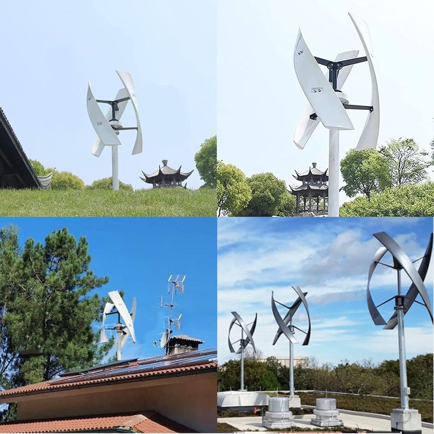 2000W Vertical Axis Wind Turbine Generator,Permanent Magnet Generator with Intelligent Controller,Low Noise Helical Design Windmill for Home,Boats,Street Lighting 12V