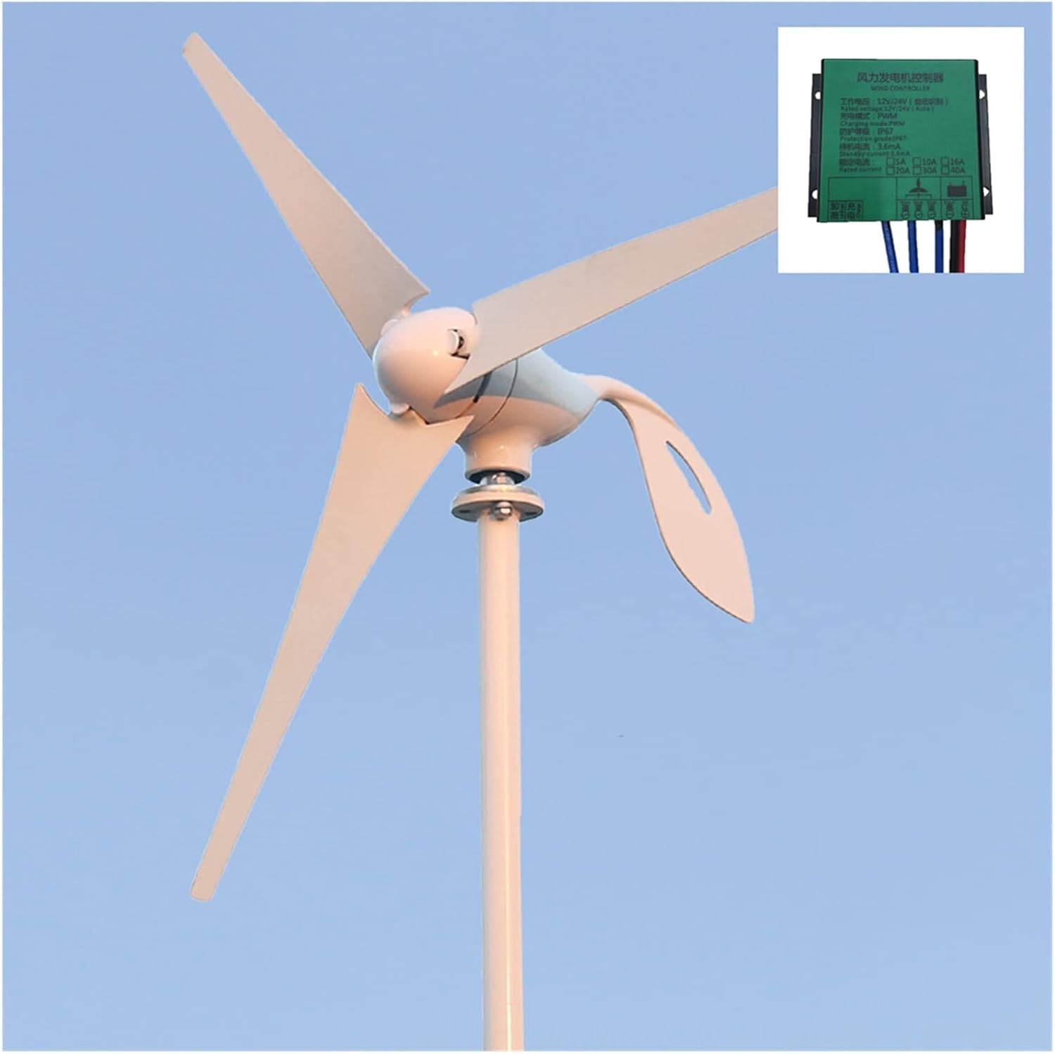 Wind Turbine AC 12V 24V Wind Turbine Generator Max 850W Wind Turbine Generator 800W Horizontal Wind Turbine With 12v 24v PWM Or MPPT Controller (Color : PWM Controller, Size : 3_12V_800W)
