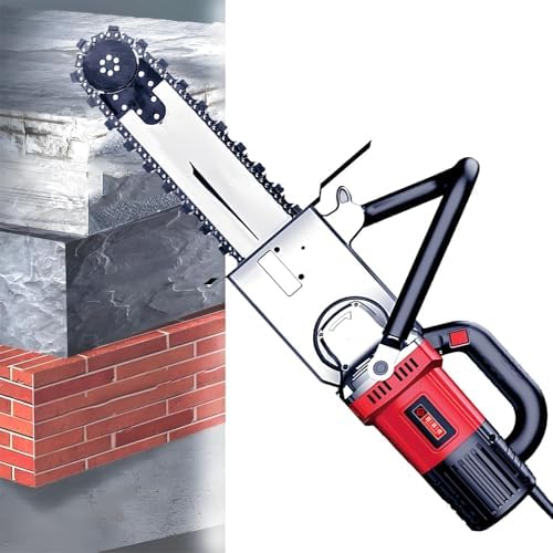 Powerful Electric Concrete Chainsaw - Handheld Brushless Cutter with 2 Chains & Guide Bars, 7800W Wall Grooving Machine for Precision Cutting & Chasing