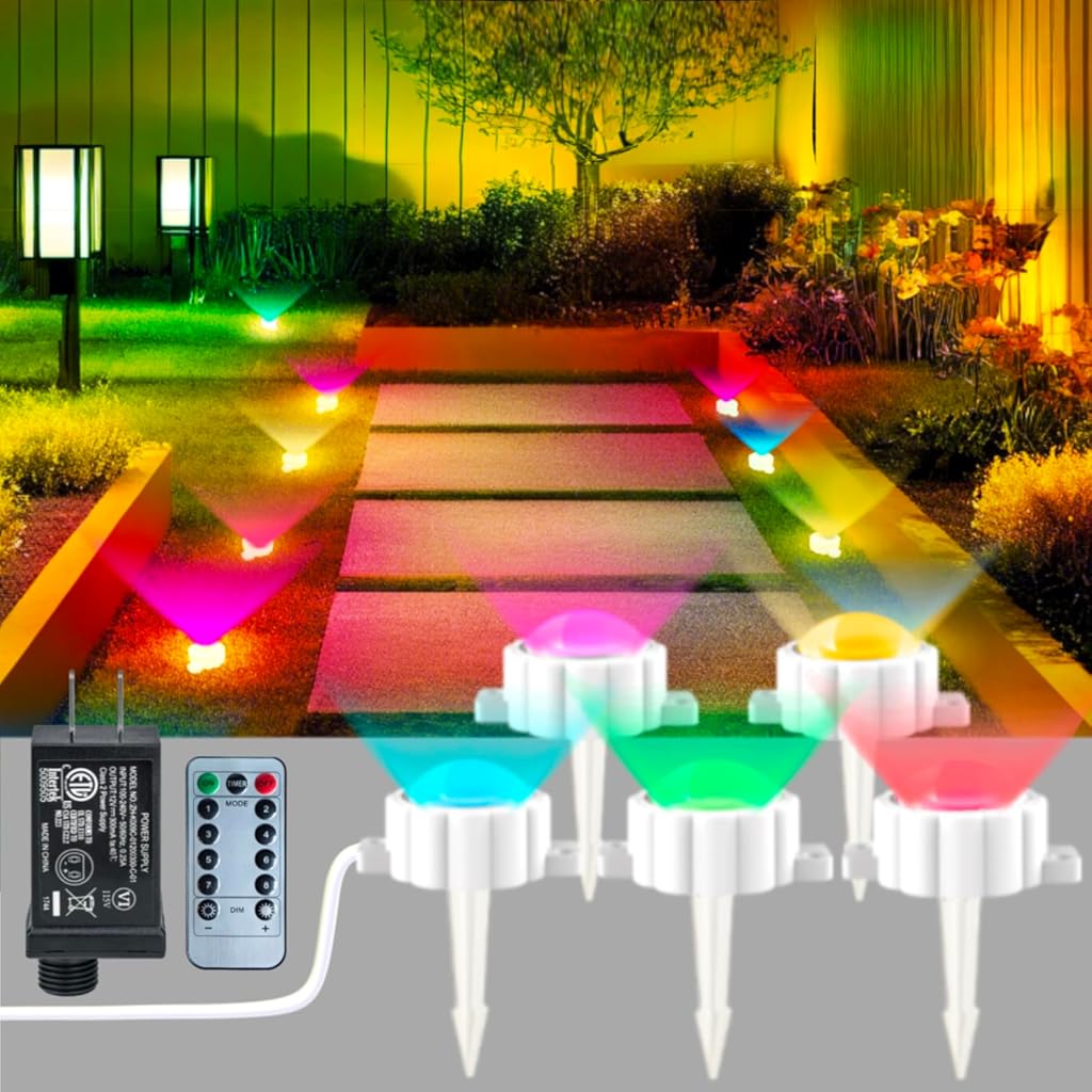 Outdoor Smart Ground Lights 101FT 72LED Adapter Pathway Lights with Remote & App Control, Color Changing Walkway Lights Christmas Valentine's Day Outdoor Decor for Patio, Garden,Yard