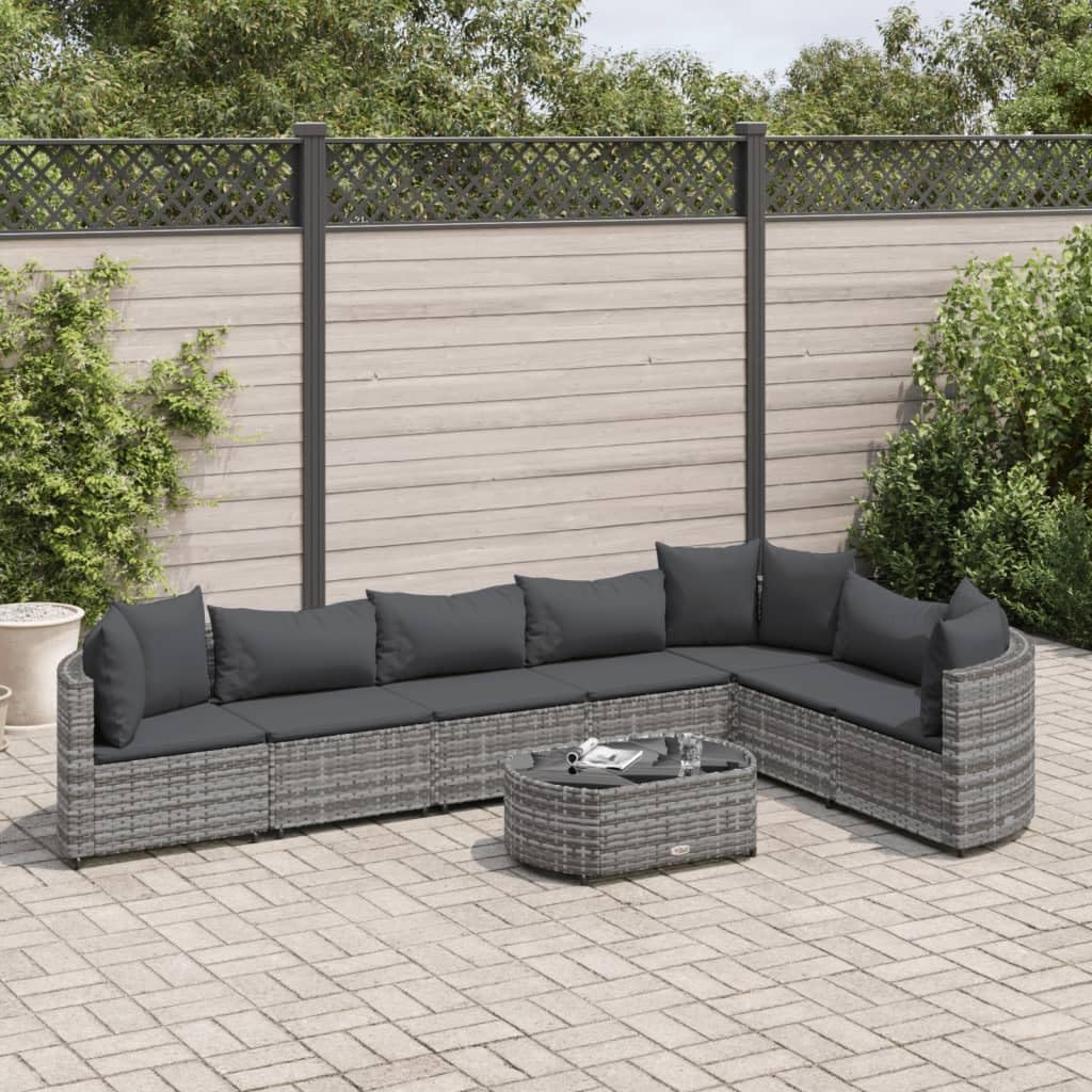 8 Piece Patio Sofa Set with Cushions Gray Poly Rattan,Rattan Sofa Set for Outdoors: Comfortable and Durable Patio Furniture Patio Furniture Sets, Outdoor Furniture Sets