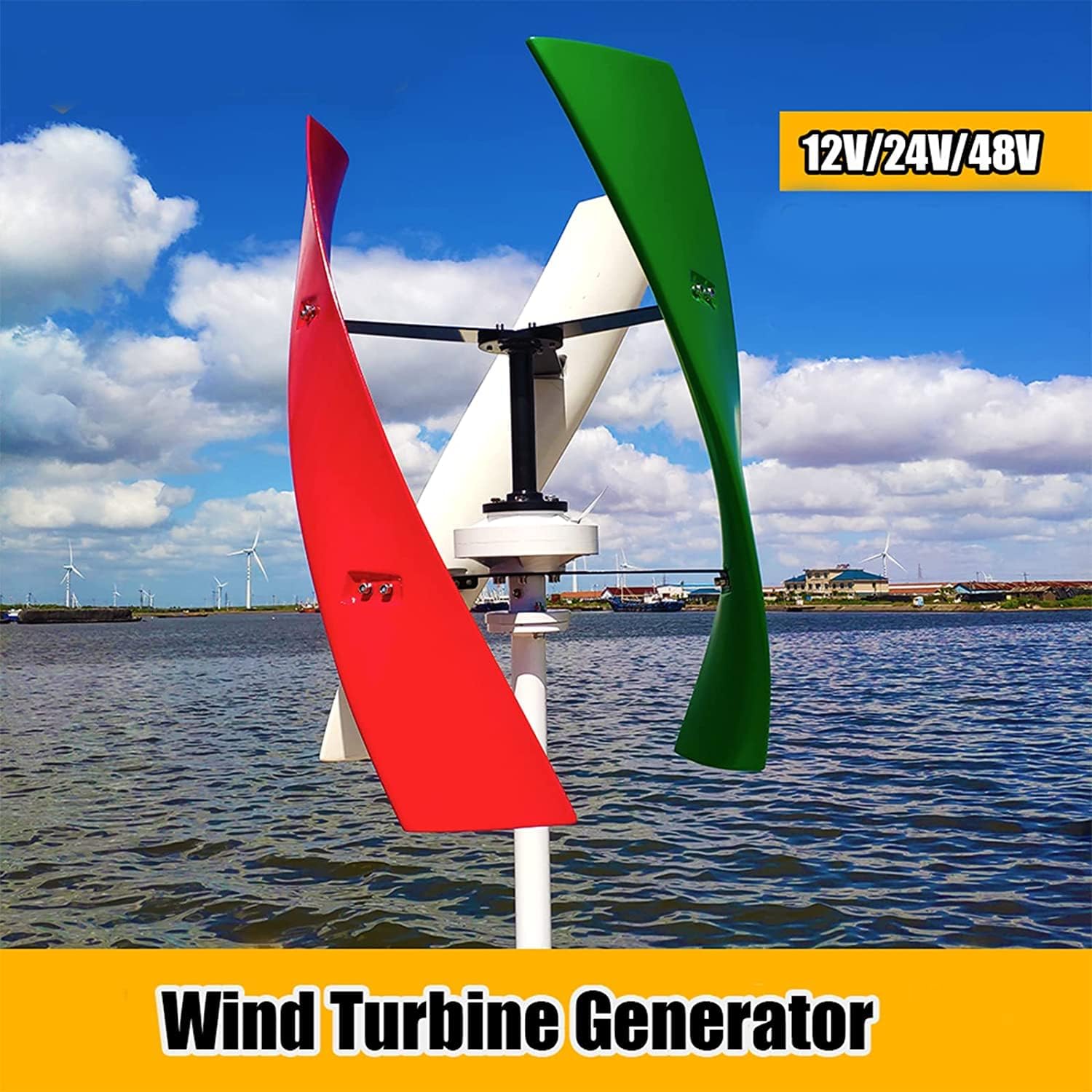 LiuSj JUnSt Low Wind Speed Start Wind Turbine,3000W Low Noise Vertical Permanent Maglev Wind Turbine Generator with Controller for Garden & Home