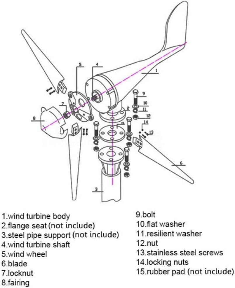 800W Wind Turbine Generator - 12V/24V Small Windmill Kit with 6 Blades for Boats, RVs, Cabins, Home - Efficient Renewable Energy Solution for Green Power