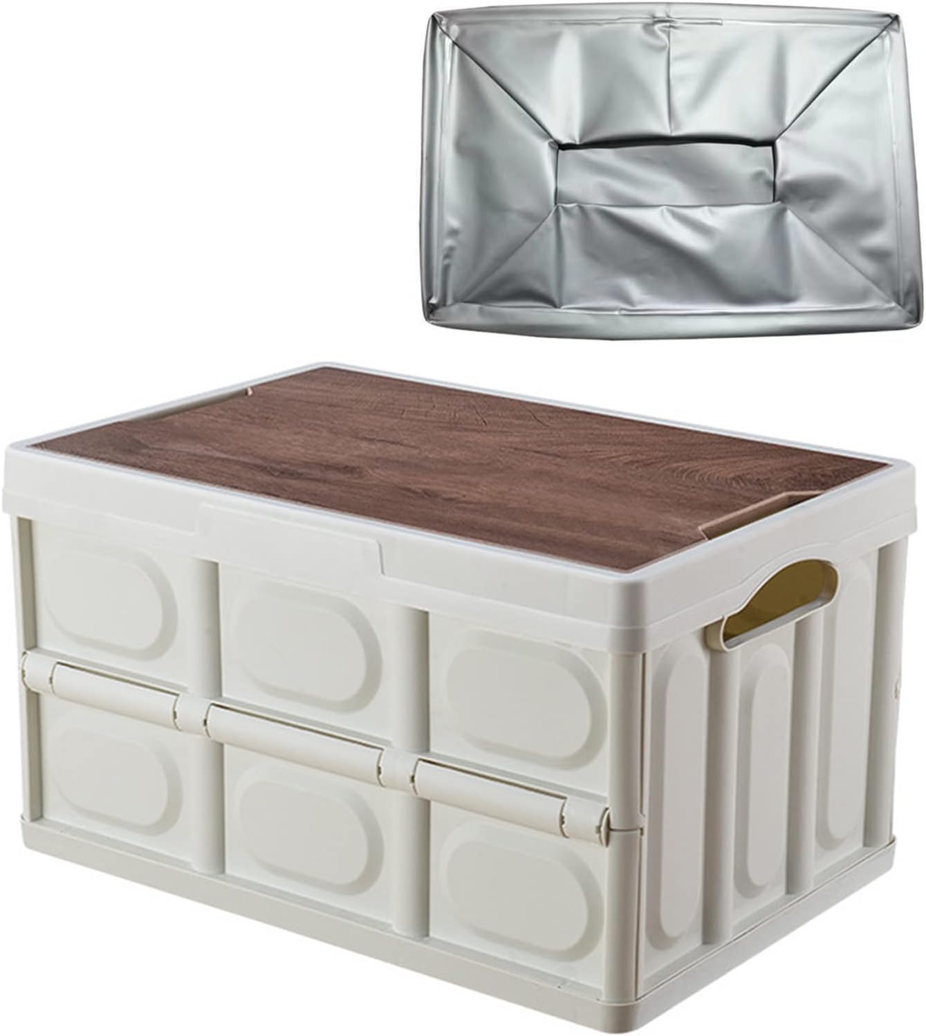 30L/56L Outdoor Camping Lidded Storage Bins Collapsible Storage Box Stackable Folding Container for Food,Snacks,Toys with Waterproof Bag