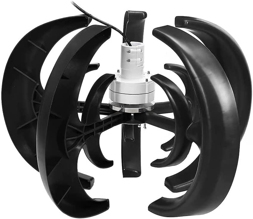 Wind Turbine 8000W Wind Turbine Black Lantern Vertical Wind Turbine 5 Blades Wind Turbine Kit with Controller Black