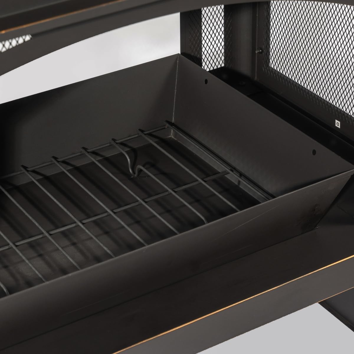 40-inch Wood Burning Fireplace with Chimney, 50,000 BTU Outdoor Steel Fire Pit with Spark Screen & Wood Storage for Patio, Garden, Backyard - Matte Black