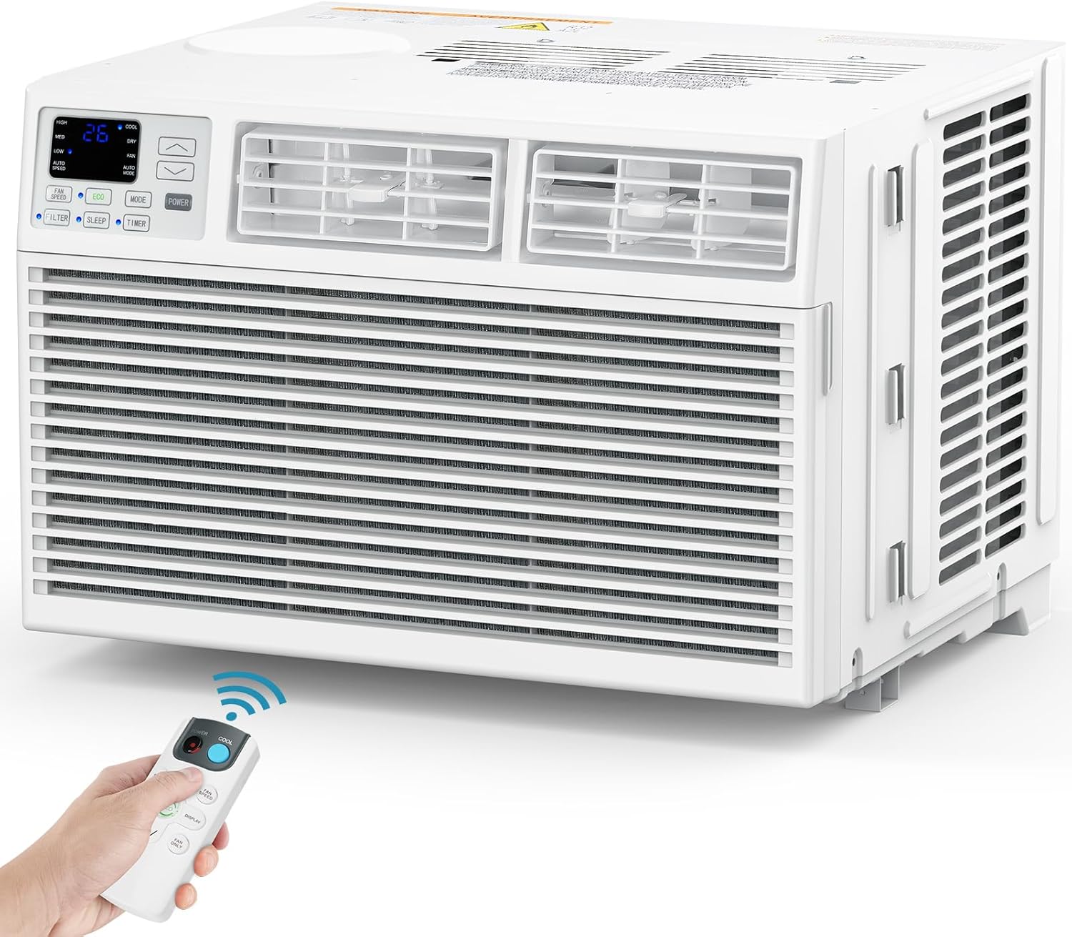 COWSAR 10000BTUs Window Air Conditioner, Window AC Unit Cooling up to 450sq.ft, 4 Modes and 3 Fan Speeds, 24H Timer, Remote Control, Quiet Operation, Reusable Filter