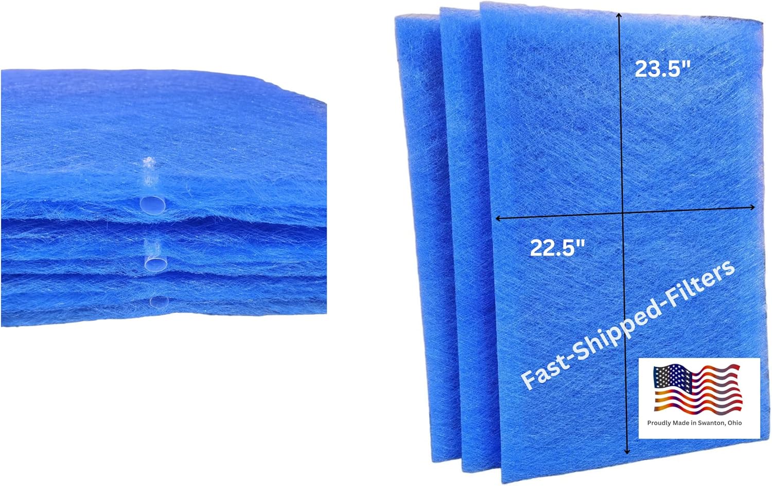 Fast-Shipped-Filters 3 Pack 24x24 Replacement Filter Pads Compatible with PremierOne Pure Flo MS-2424 Air Cleaner 24x24 Refill Blue