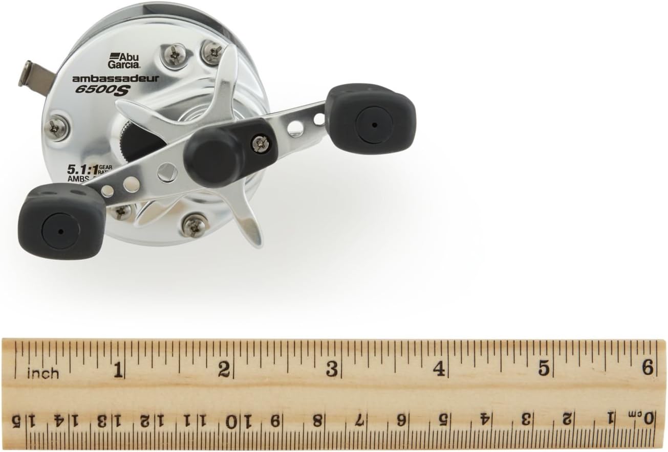 Abu Garcia Ambassadeur S Conventional Reel, Size 6500 (1292736) + Power Handle Accessory, Black