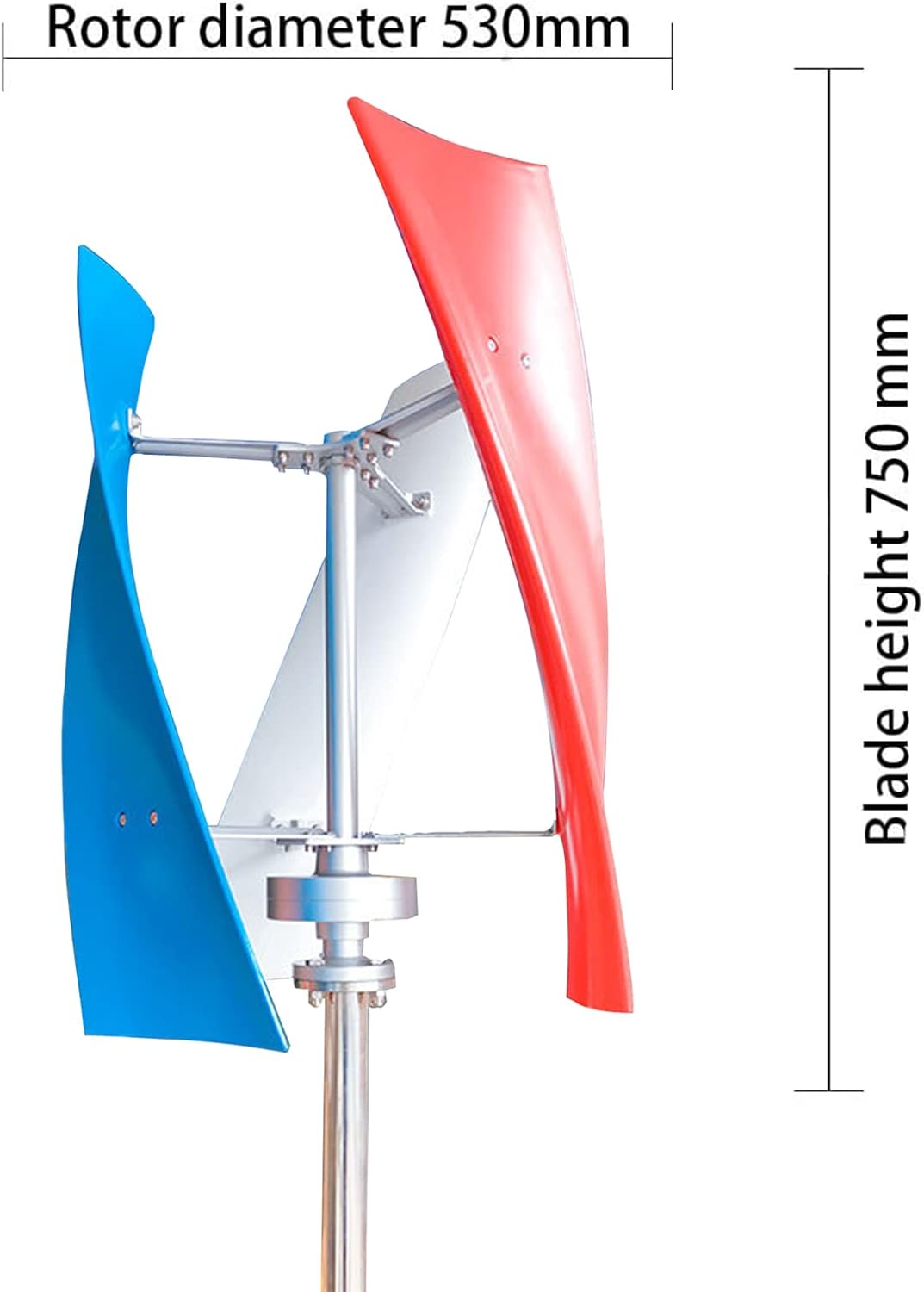 300W 12V 24V Helix Vertical Wind Turbine Wind Generator Windmill+Controller, Vertical Axis Wind Turbine Generator with 3 Blades (White, Red, Blue),12v
