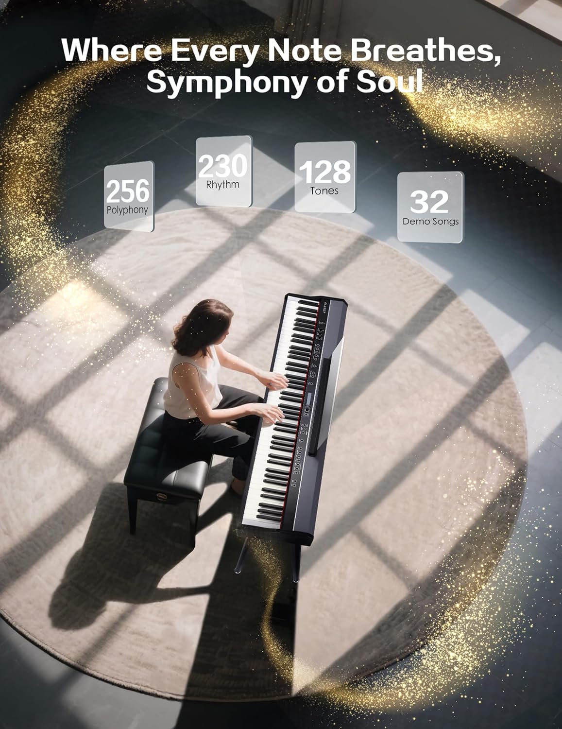 D5 Portable 88 Keys Digital Piano 3 Pedal Weighted Hammer Electronic Piano, with Weight Hammer Action, Professional Full Weighted Keyboard Electric Piano For Beginners (A)