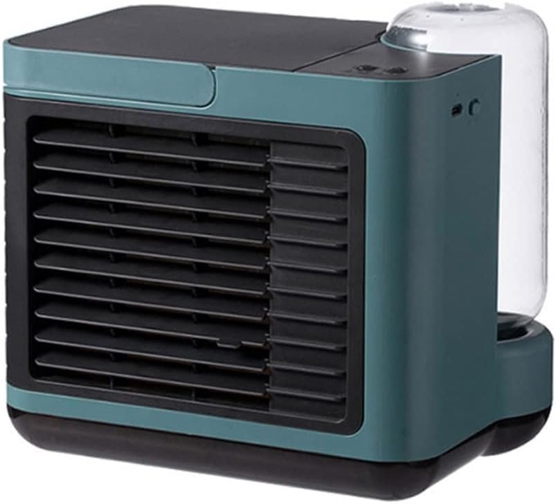 Portable Air Conditioner Fan, Desktop Cooling Fan, Personal Air Cooler Humidifier, Mini Air Conditioner for Bedroom Office Home Room (Color : Green)