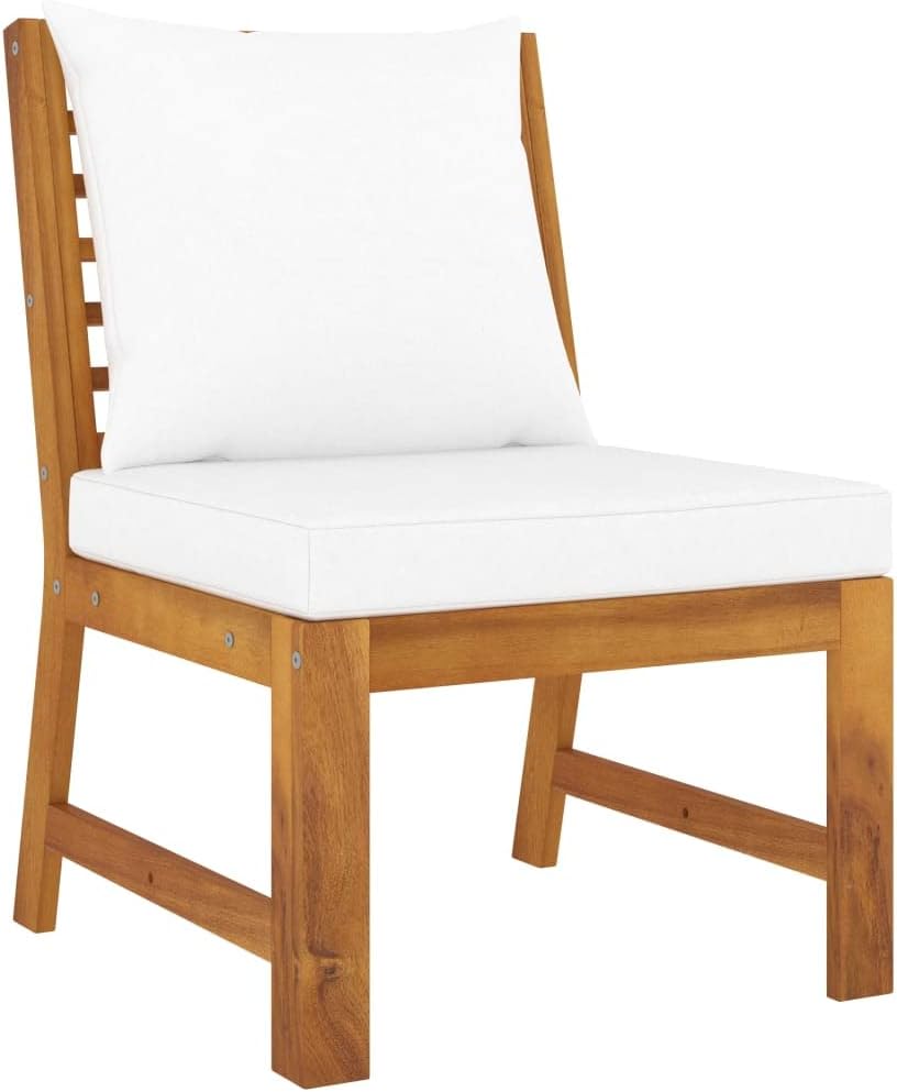 Sectional Middle Sofa with Cream Cushion Solid Acacia Wood,Versatile Sectional Sofa: Durable Acacia Wood with Comfortable Cushions Patio Furniture Sets, Conversation Sets