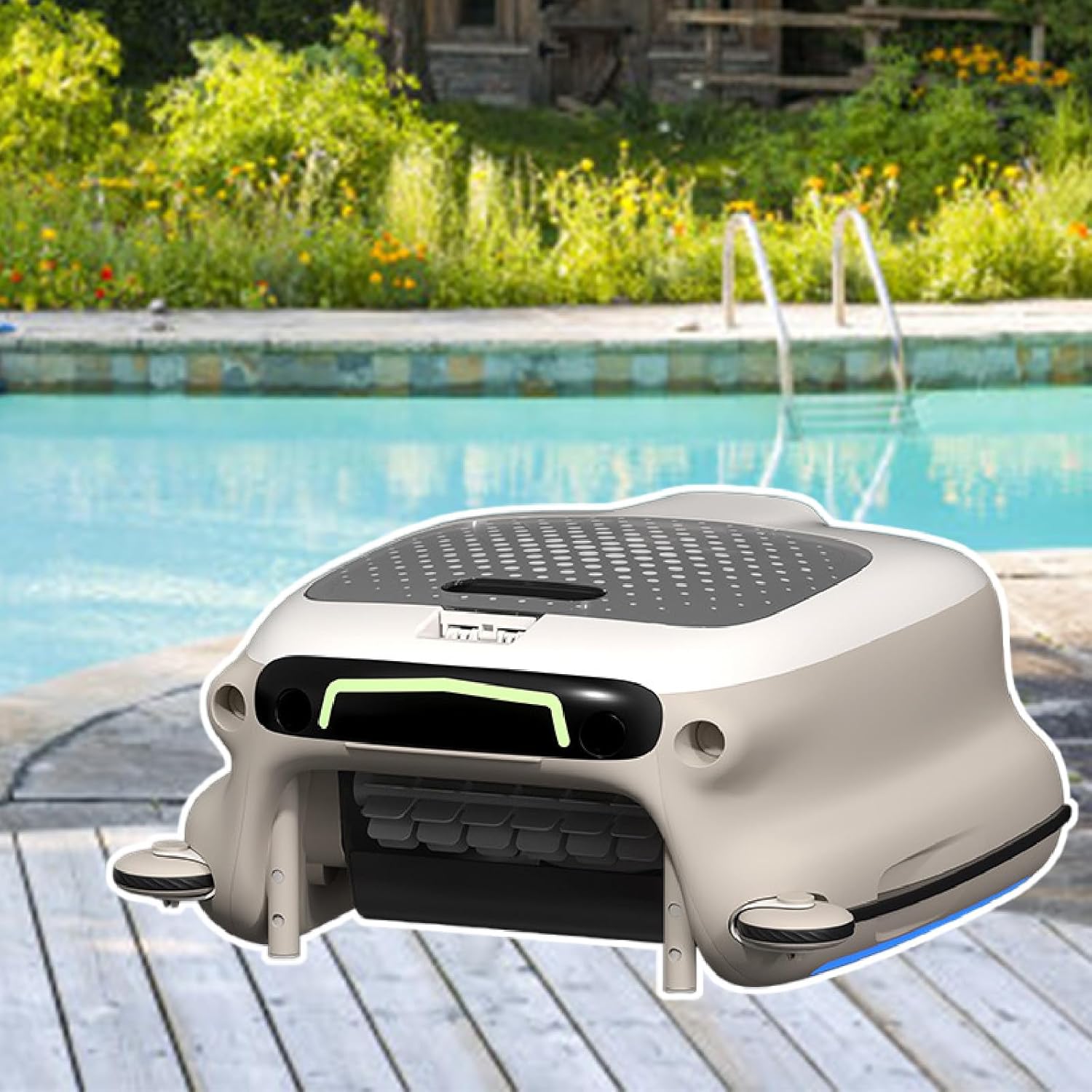 Automatic Robotic Pool Skimmer Cleaner, Smart Obstacle Avoidance, Cordless Pool Cleaner with 10L Large Capacity, Three Mode ＆ 24/7 Cleaning, for All Swimming Pool