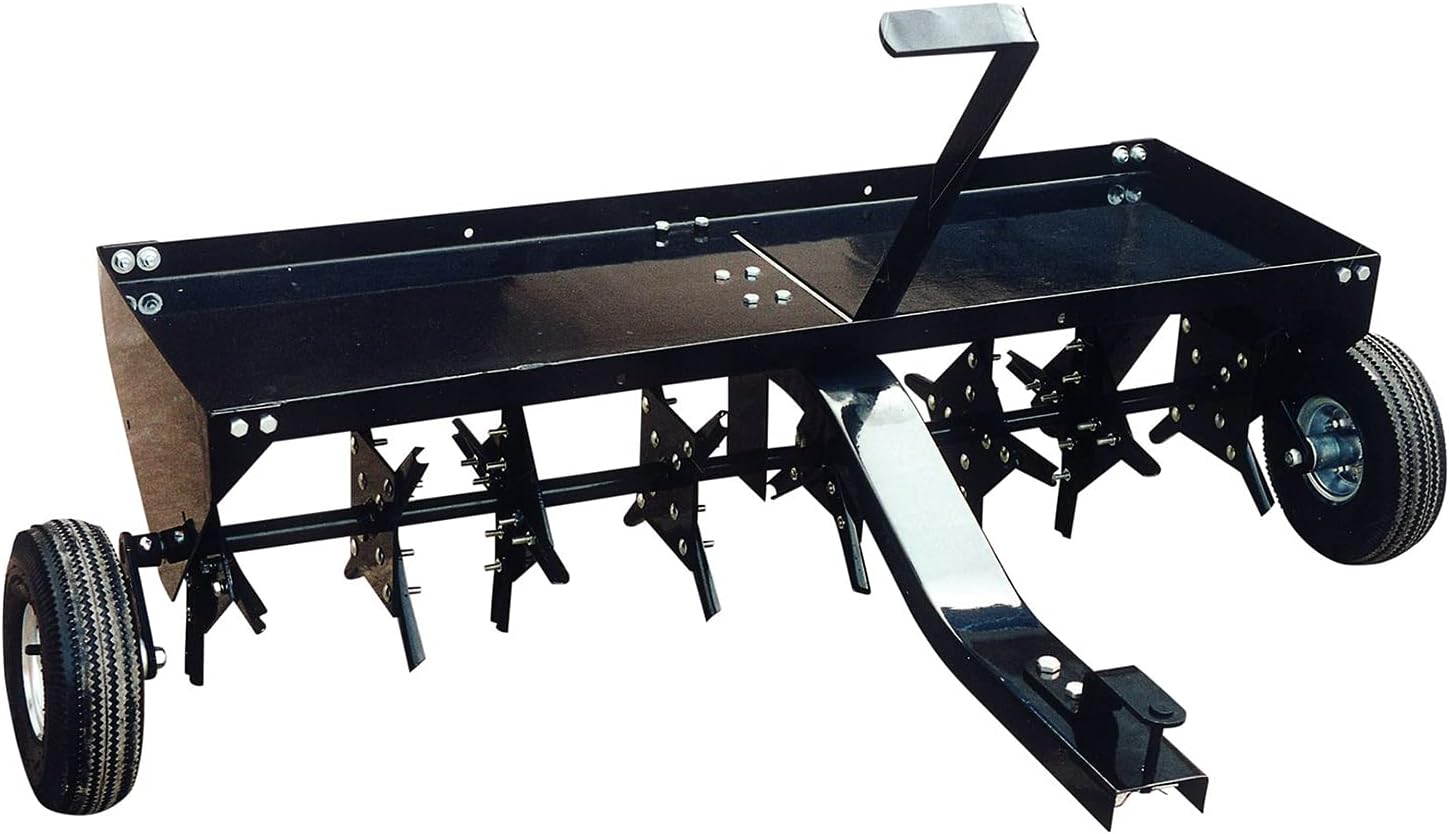 Yard Tuff 48-Inch Lawn Plug Aerator, 32-Plug Yard Aerator with Universal Lawn Mower, ATV, or Tractor Hitch, 8 x 51 x 18.5 Inches