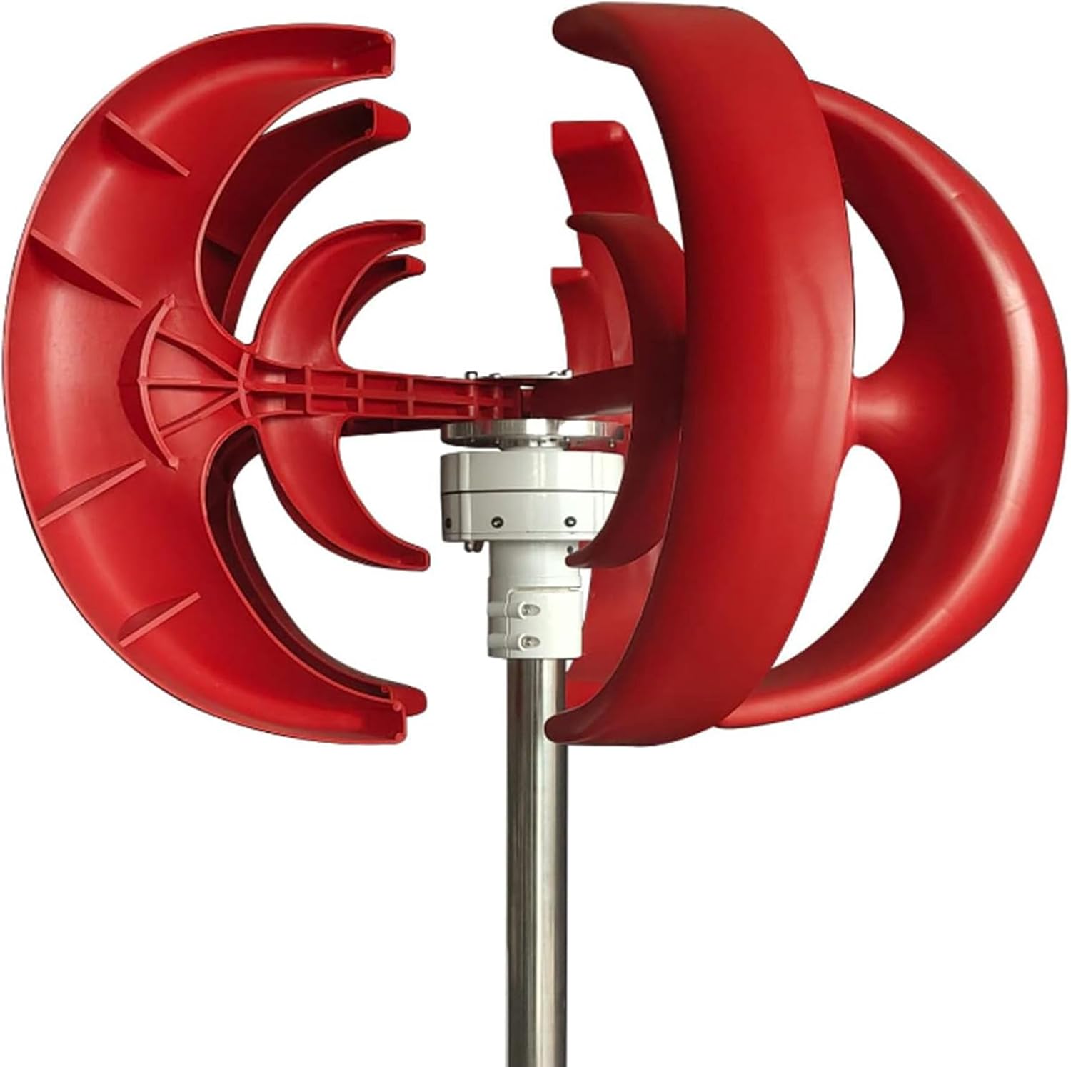 12V/24V 8000W Vertical Axis Wind Turbine Generator, 5 Blades Wind Generator Kit, High Efficiency and Low Noise, for Home Street Lighting (Red)