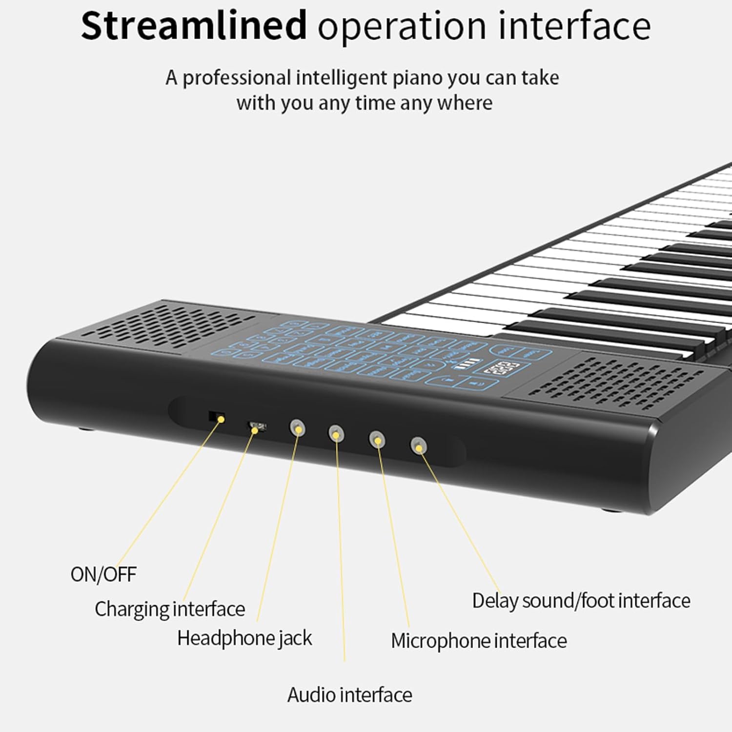 Portable Piano, Foldable Piano Keyboard Foldable Piano Rechargeable LED Display 128 Tones 128 Rhythms MIDI Output Support 14 Demo Songs 88 Keys Electronic Hand Roll Piano