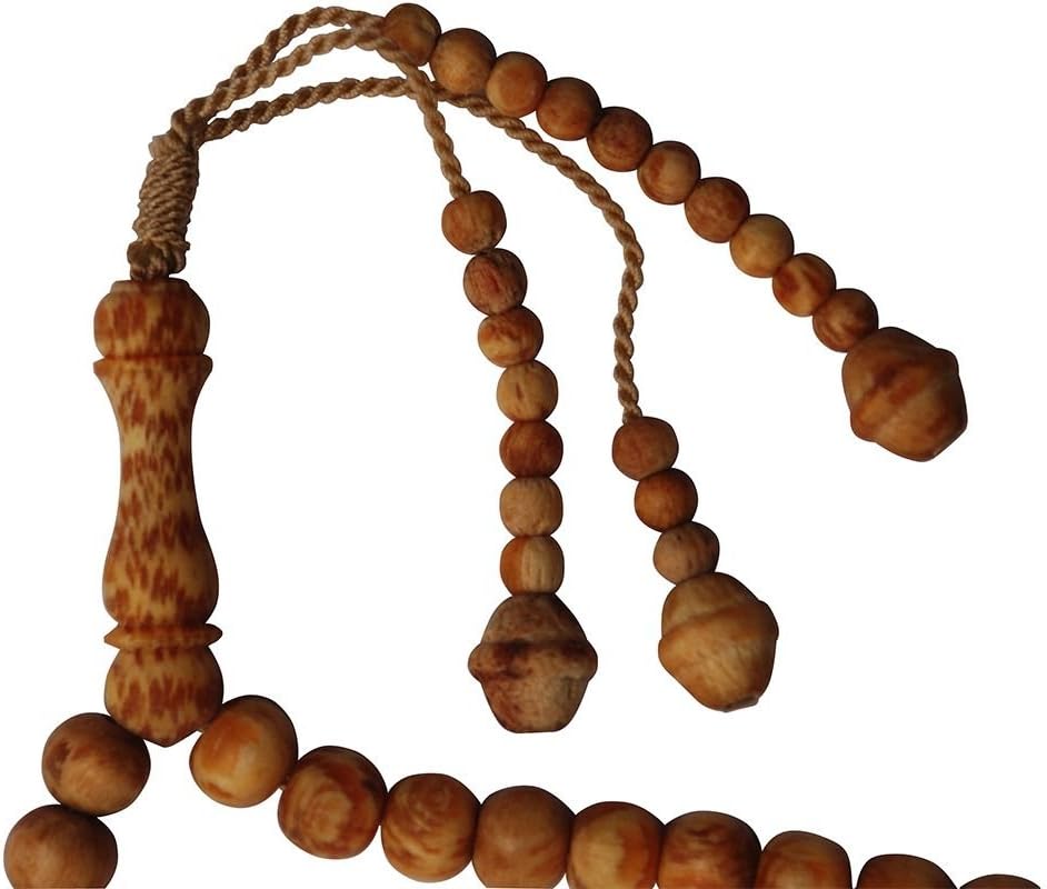 Lot of 12 - Naturally Scented 33-Bead Pine Pitch Wood Prayer Beads Rosary- 8mm Wood Tasbih Tespih