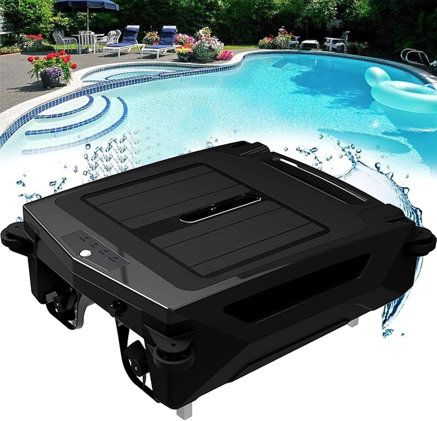 Pool Surface Cleaner Robot with Solar and Rechargeable Dual Mode, Cordless Robotic Pool Cleaner, Smart Pool Skimmer Basket, Automatic Pool Vacuum Cleaner