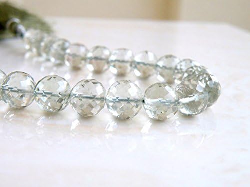 Outstanding Prasiolite Green Amethyst Gemstone Round Faceted Disco 8.5mm 13 beads