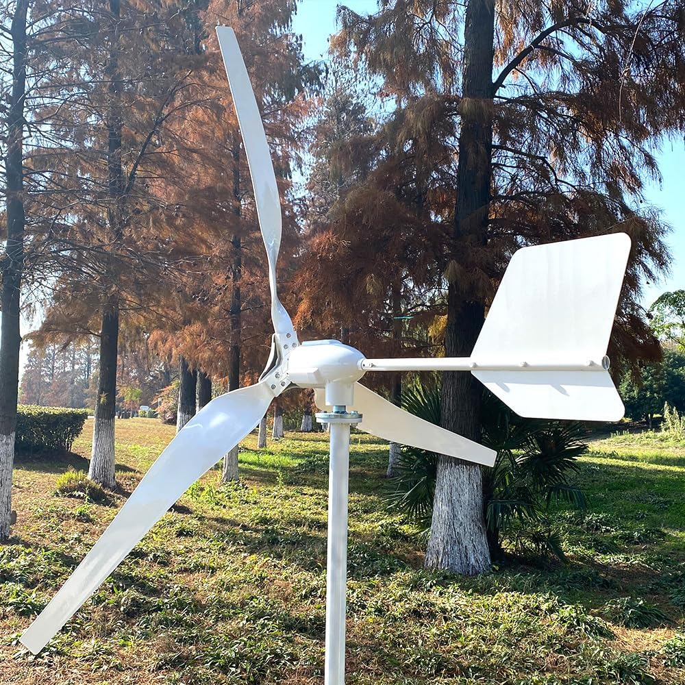3000W 48V Wind Turbine Generator Kit 3 Blades Wind Power Generator Windmill for Hybrid Solar Wind System with LCD MPPT Charge Controller