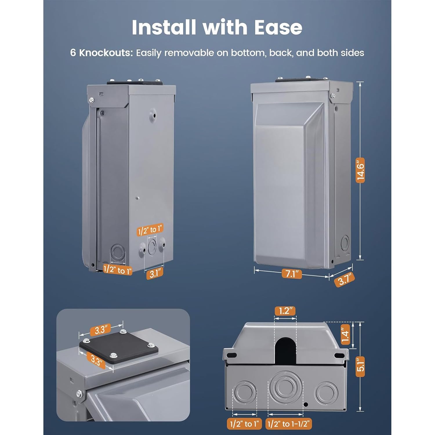 30 Amp 4 Cores Electric Generator Power Outlet Box, Rain Proof Stainless Steel Compatible with 6-12 AWG Wires for Residential Commercial Emergency Backup Generator
